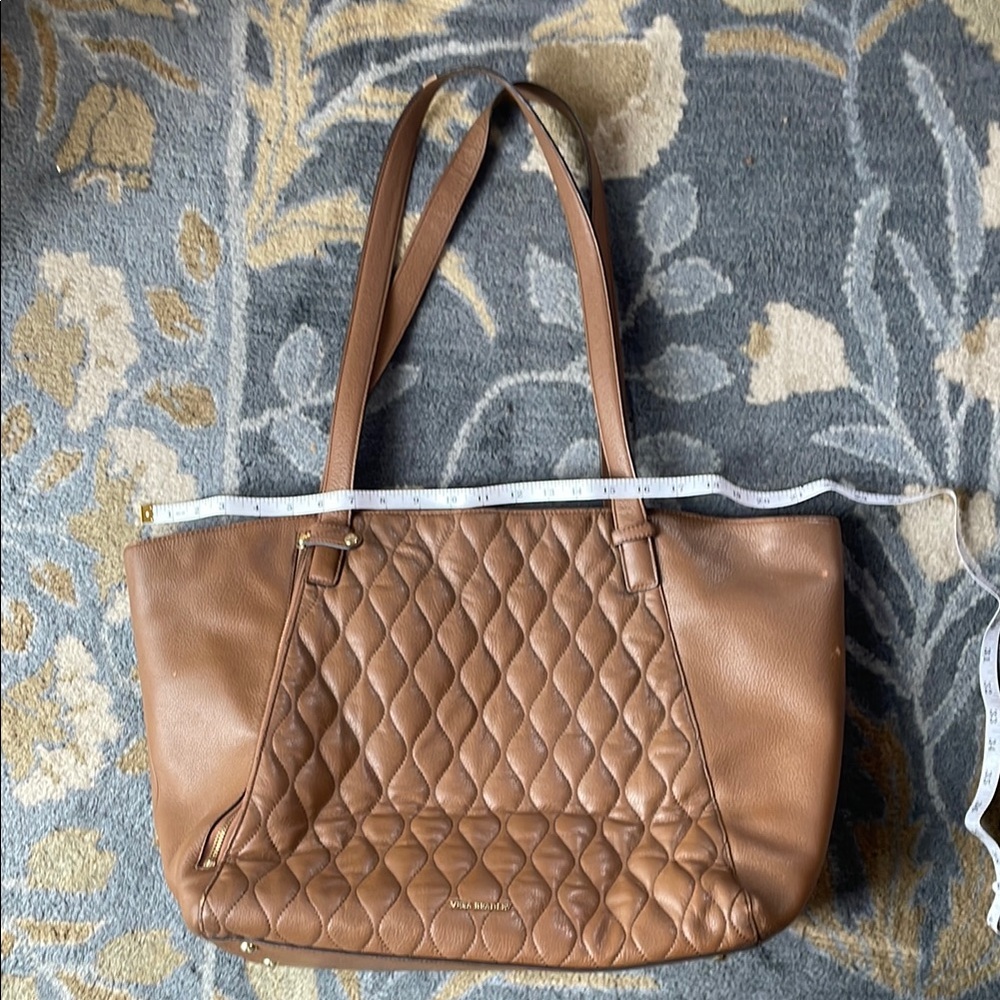 Vera Bradley Ella Brown Quilted Leather Tote Bag